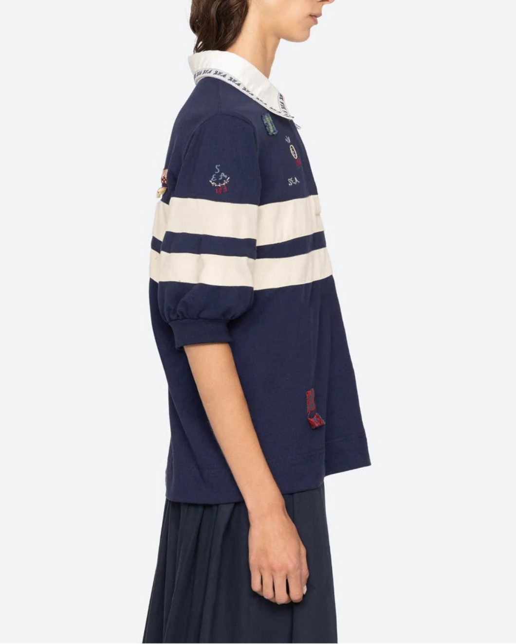 SEA NY Claira Shirt Blue/White on figure side 1