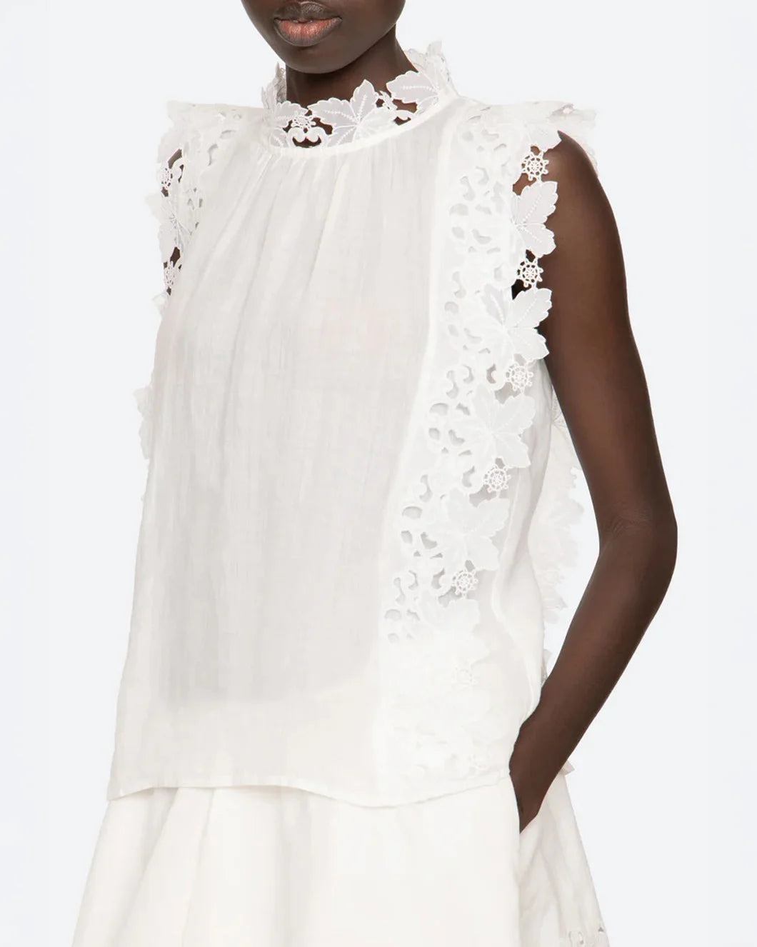 SEA NY Eleannora top white on figure front 3