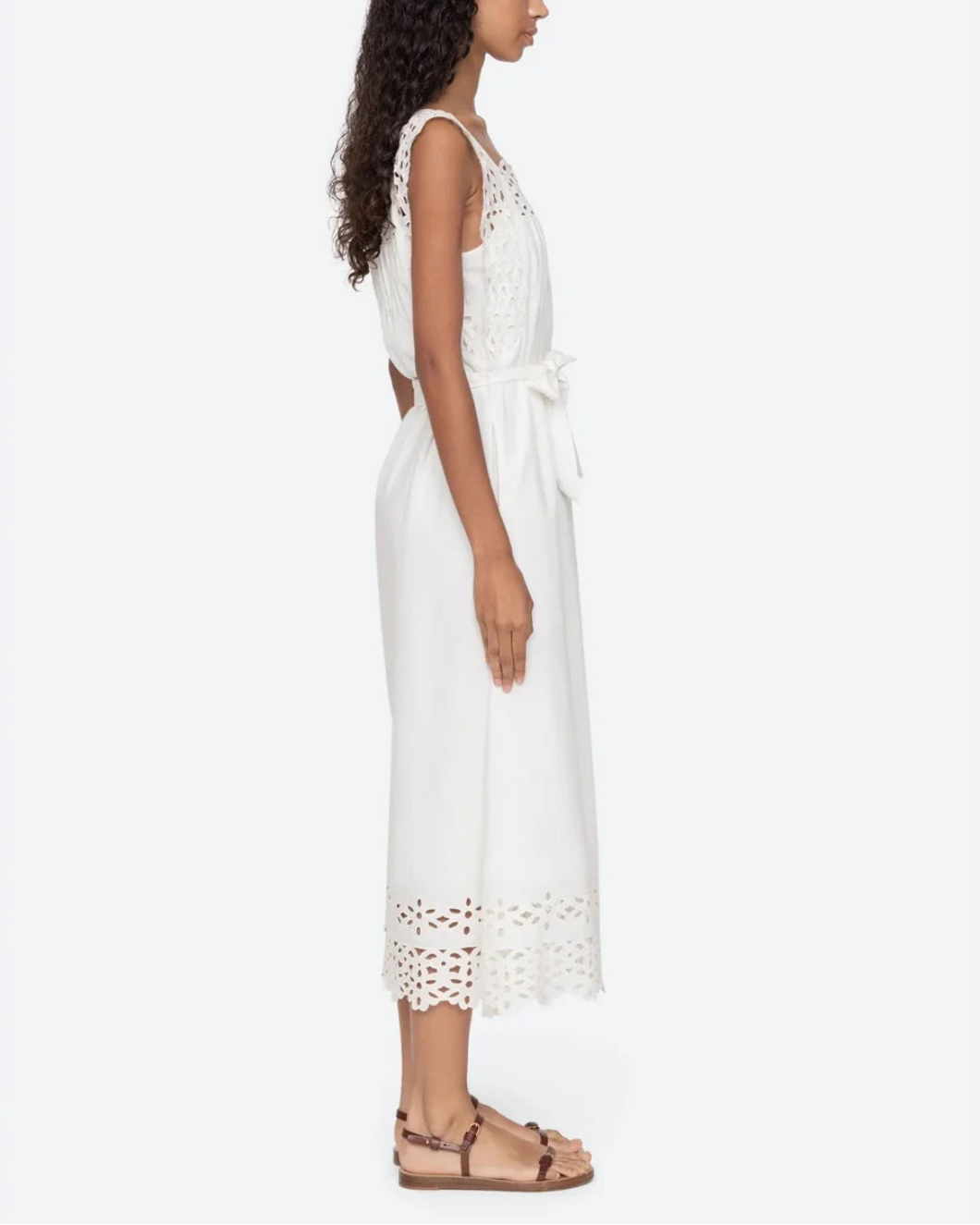 SEA NY leila midi dress white on figure side