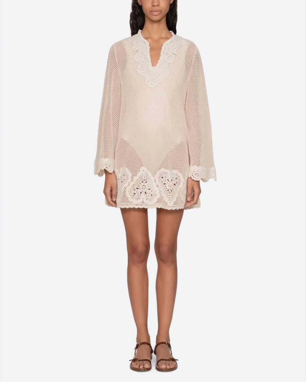 SEA NY madelyn tunic cream on figure front