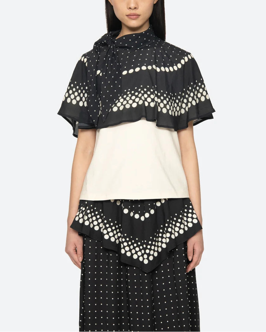 SEA NY Elly Polka Print Cape T-Shirt on figure front 1