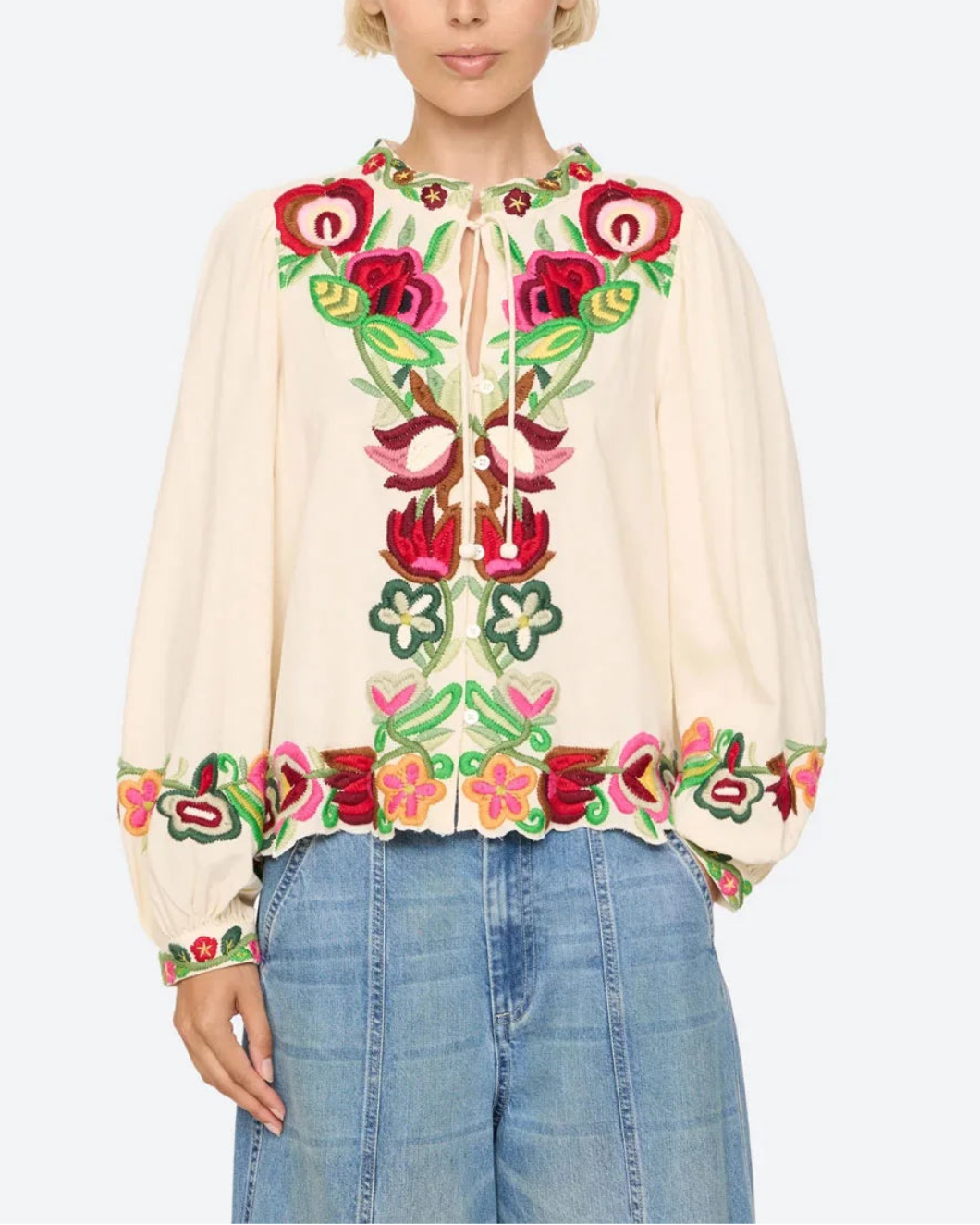 SEA NY Wilhelmina Long Sleeve Top on figure front 1