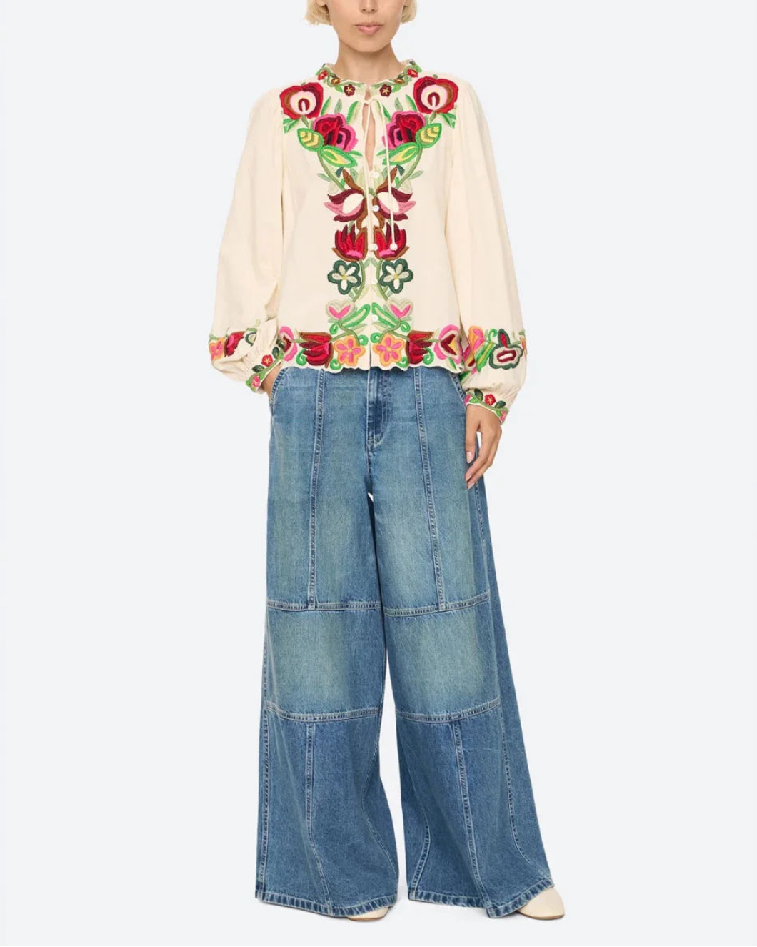 SEA NY Wilhelmina Long Sleeve Top on figure front 3