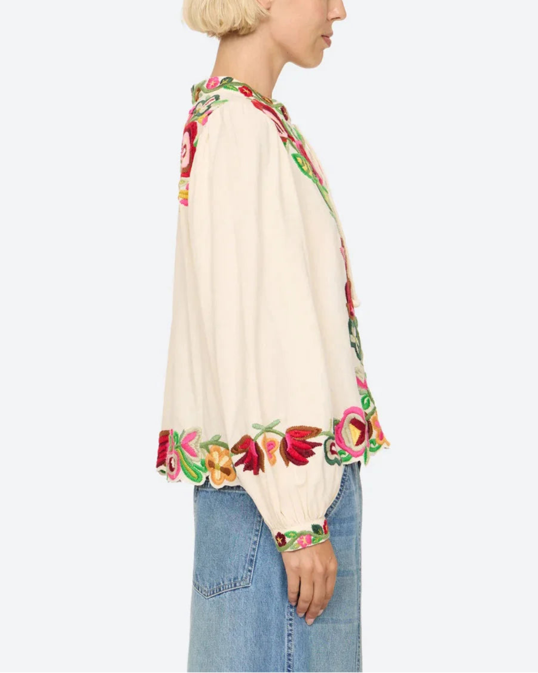 SEA NY Wilhelmina Long Sleeve Top on figure side
