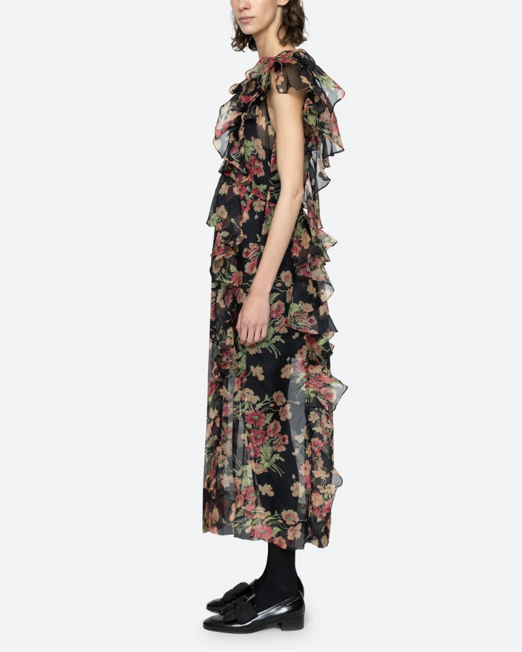 SEA NY cornelia midi dress floral on figure side