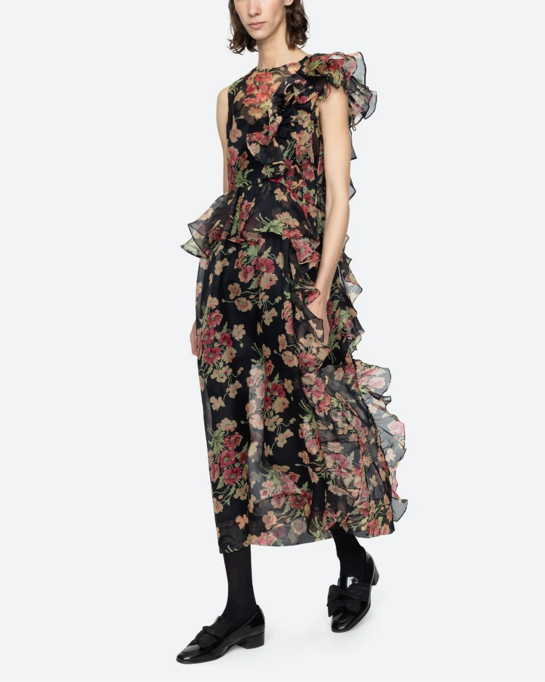SEA NY cornelia midi dress floral on figure side 1