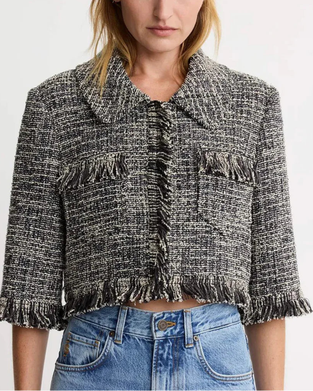 SMYTHE cropped sleeve mini jacket on figure front
