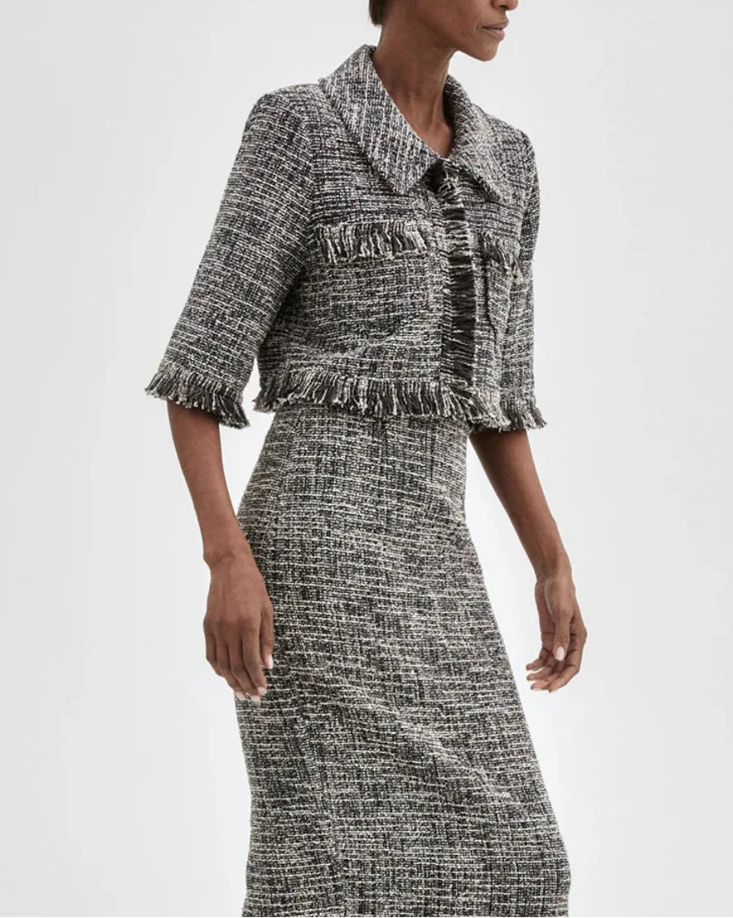 SMYTHE cropped sleeve mini jacket on figure front 3