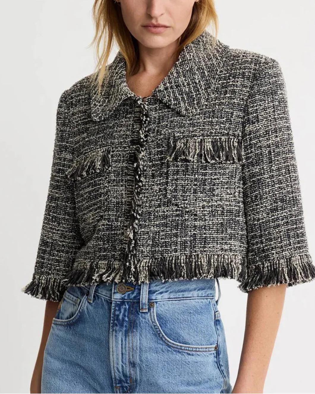 SMYTHE cropped sleve mini jacket on figure front 1