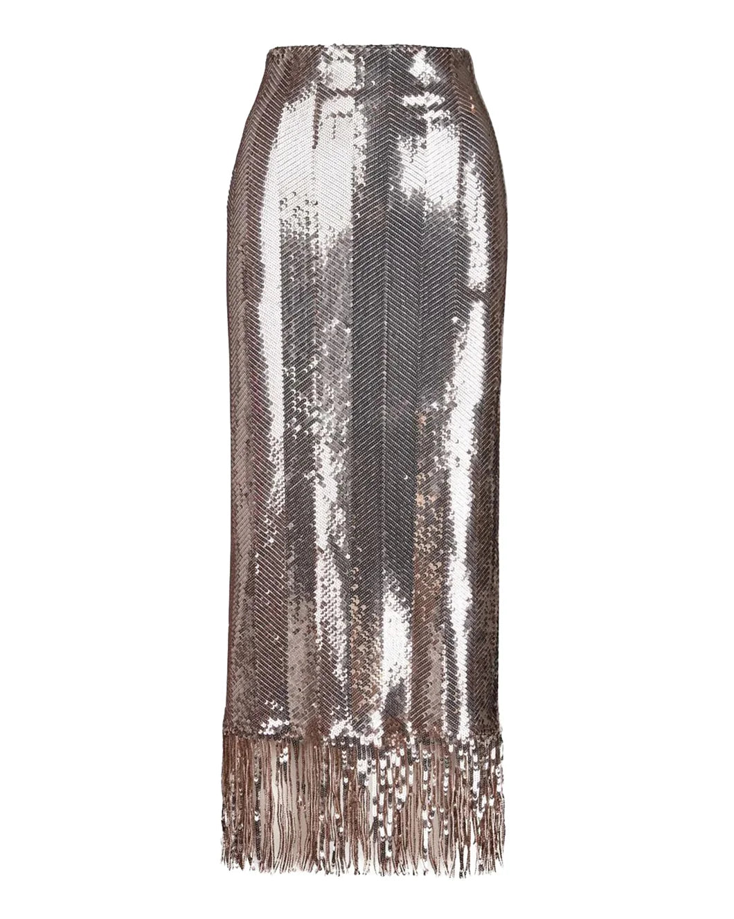 Smythe High Waisted Sequin Skirt in Champagne