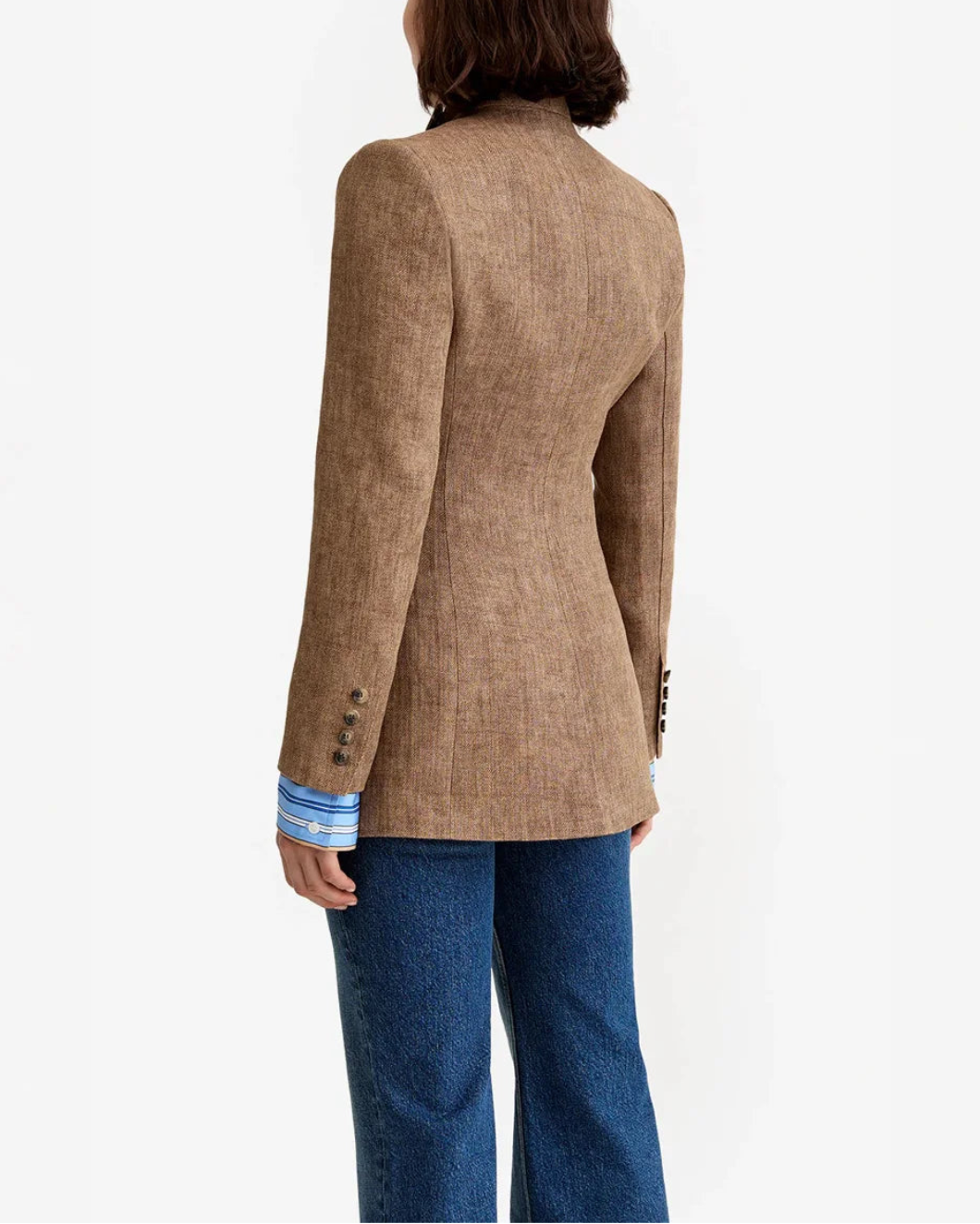 SMYTHE tailored boyfriend blazer burlap on figure back