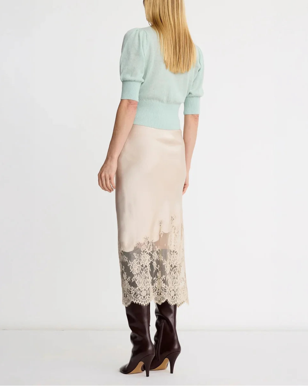 SMYTHE Lingerie Slip Skirt on figure back
