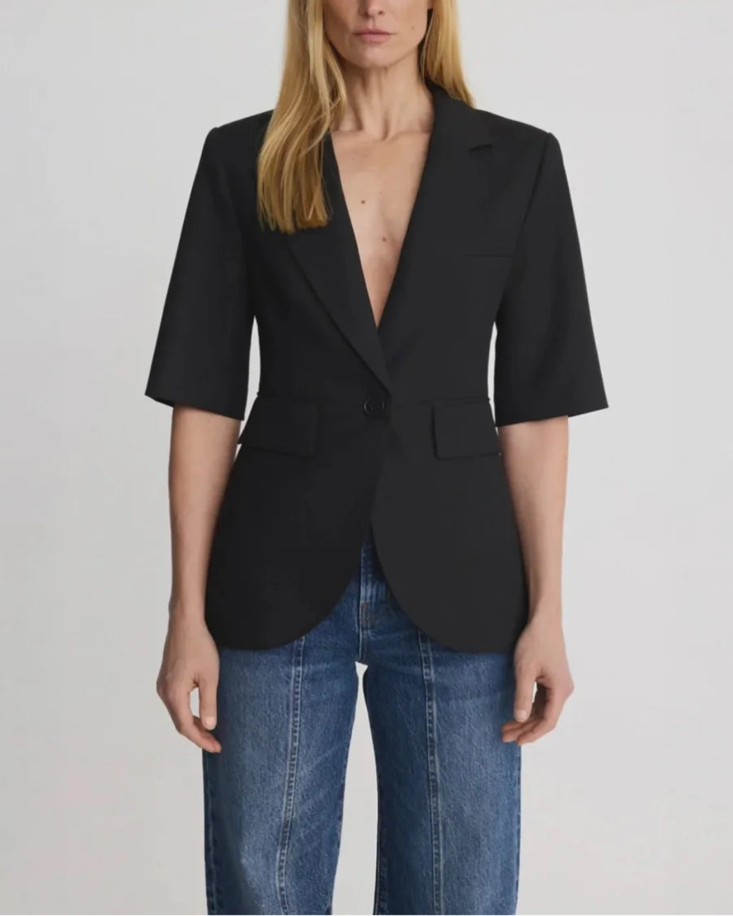 SMYTHE Short Sleeve Seamed Blazer on figure front