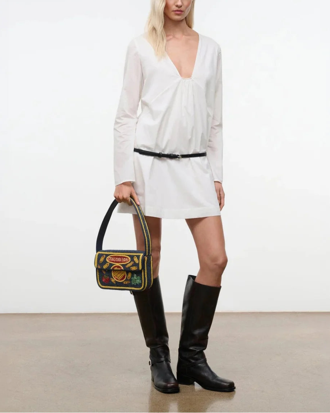 STAUD Vivi Dress Ivory on figure front 1