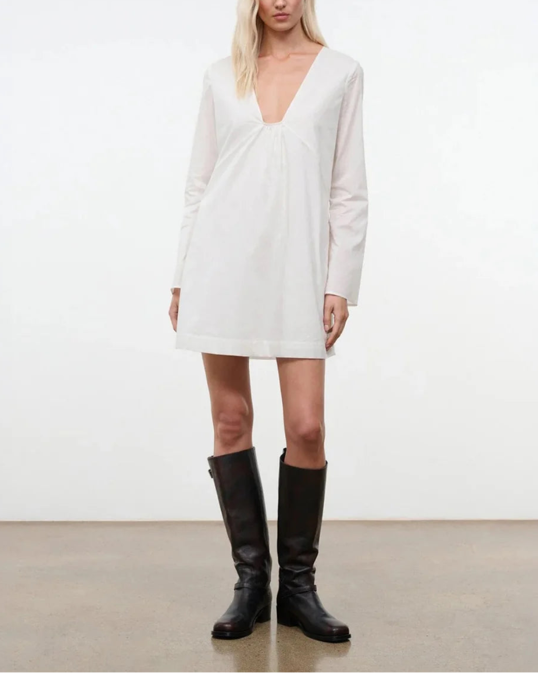 STAUD Vivi Dress Ivory on figure front
