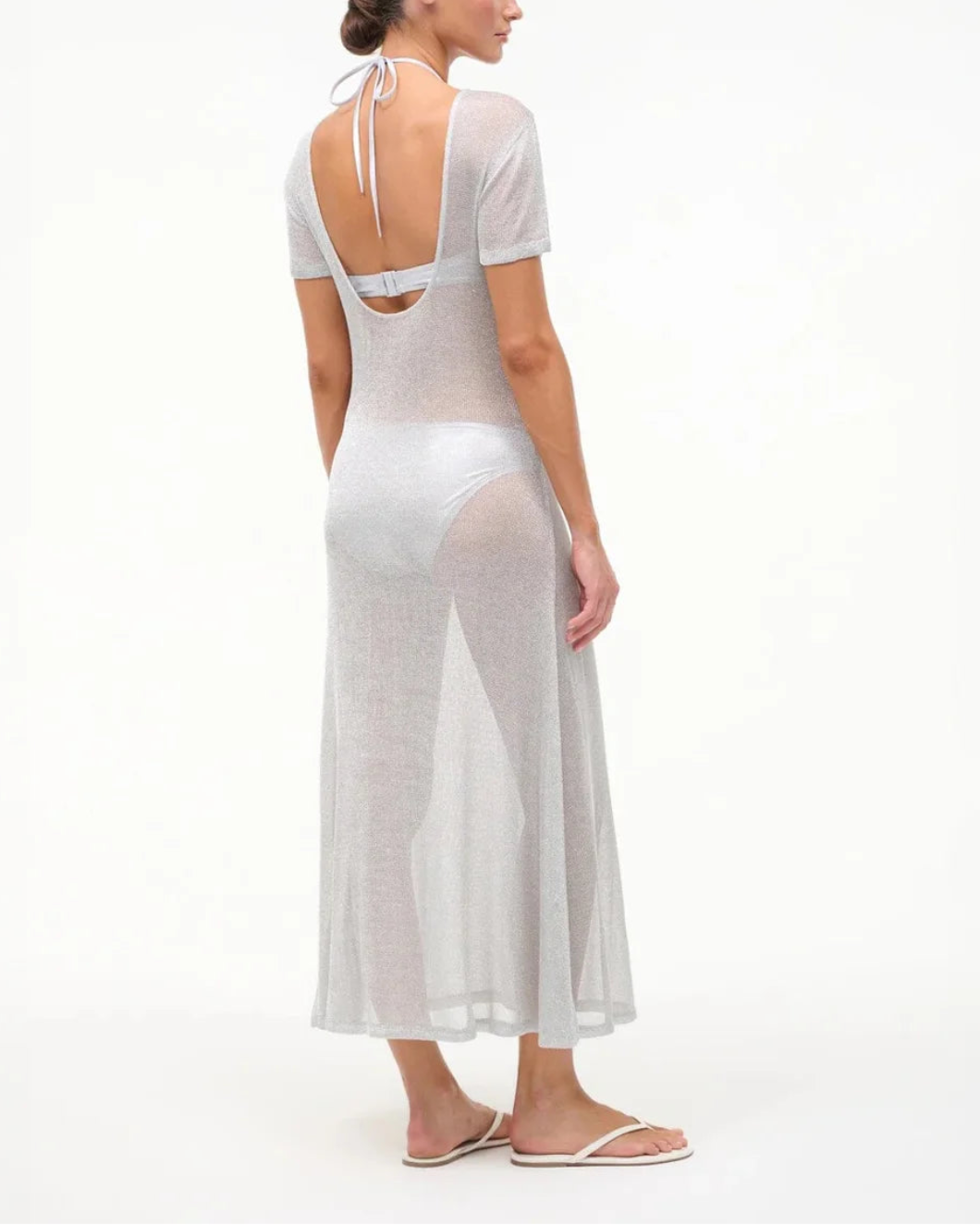STAUD Zinc Dress Silver on figure back