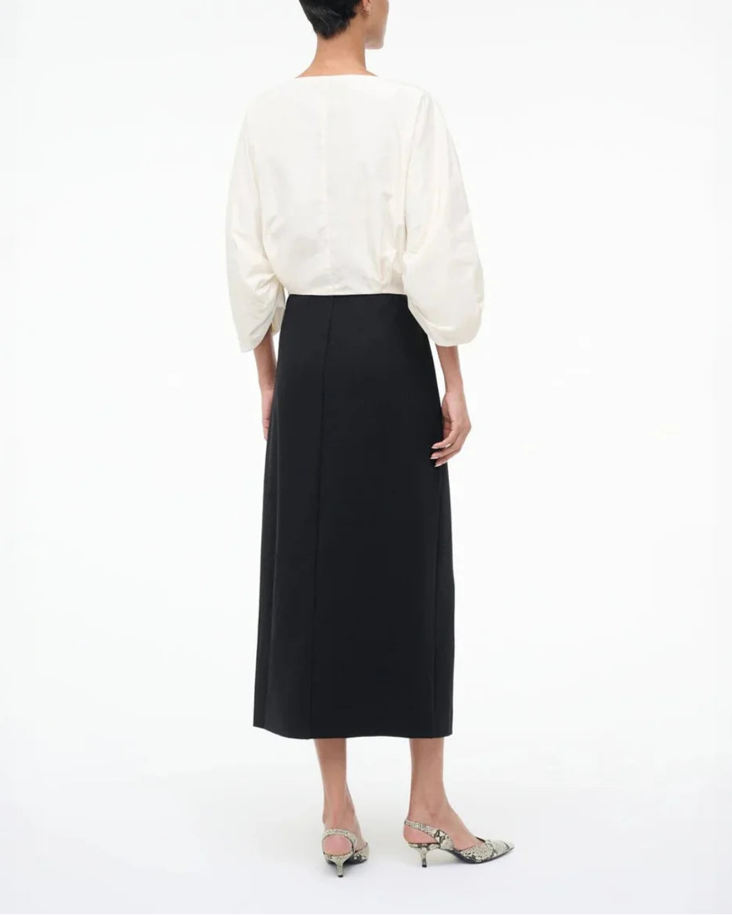 STAUD orion dress ivory black on figure back