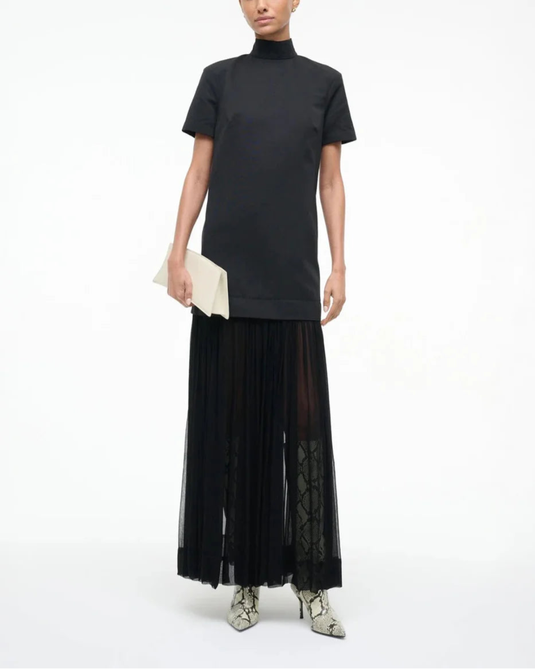 STAUD pia dress black on figure front