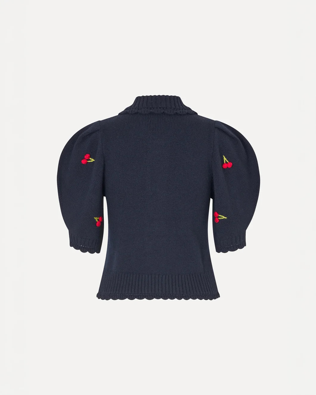 STINE GOYA Bobble Knit Polo Cardigan Cherries Bobble back