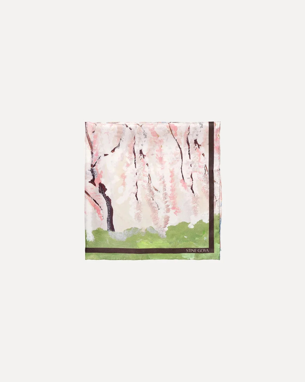 STINE GOYA silk scarf cherry blossoms folded
