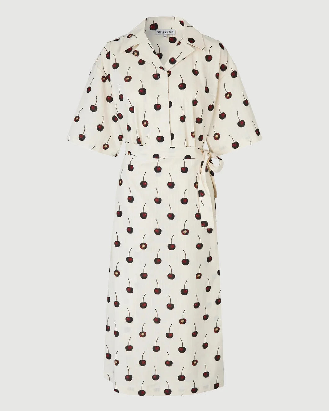 STINE GOYA Workwear Midi Dress Cherries isolated