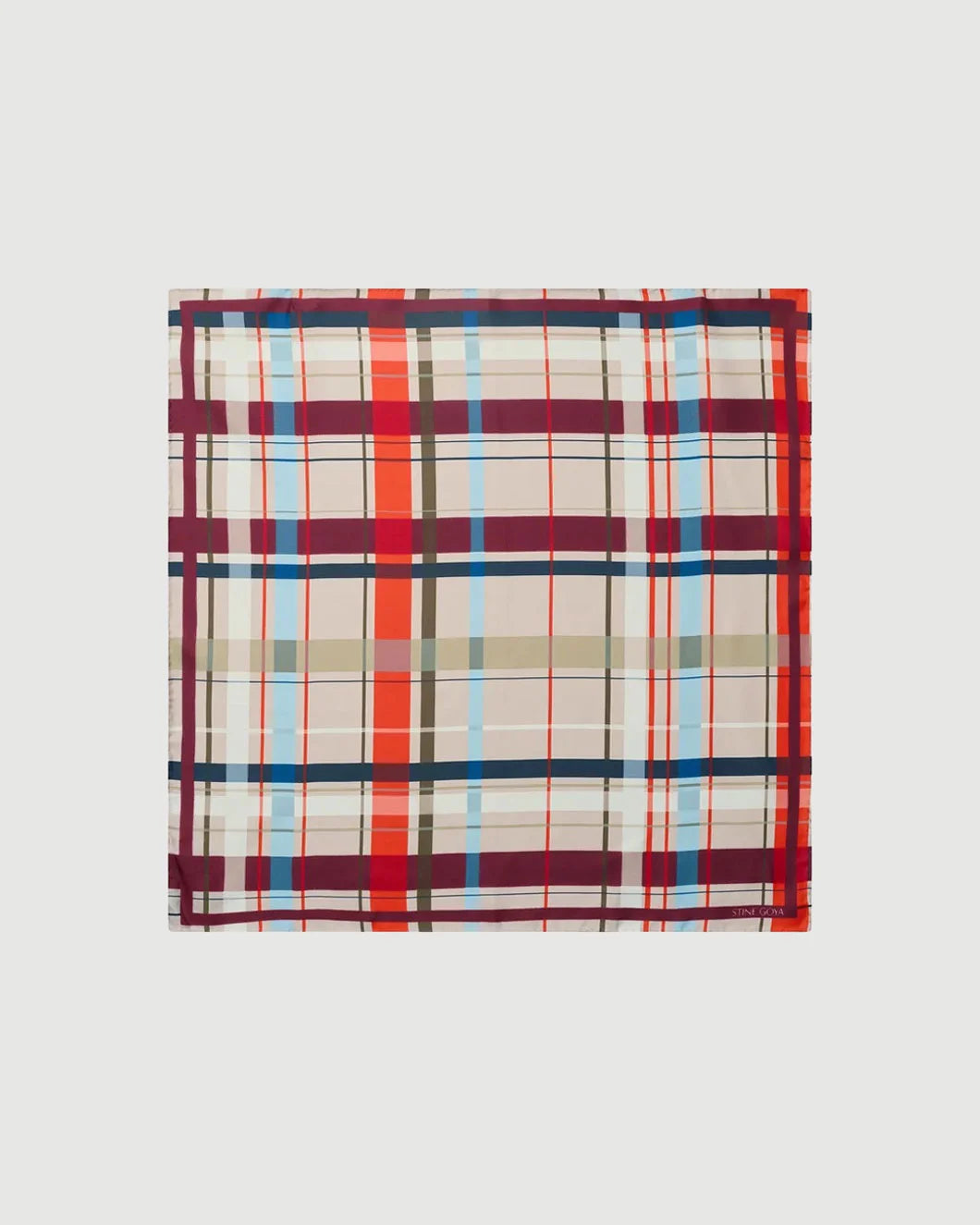 STINE GOYA Silk Scarf Scarlet Grid isolated