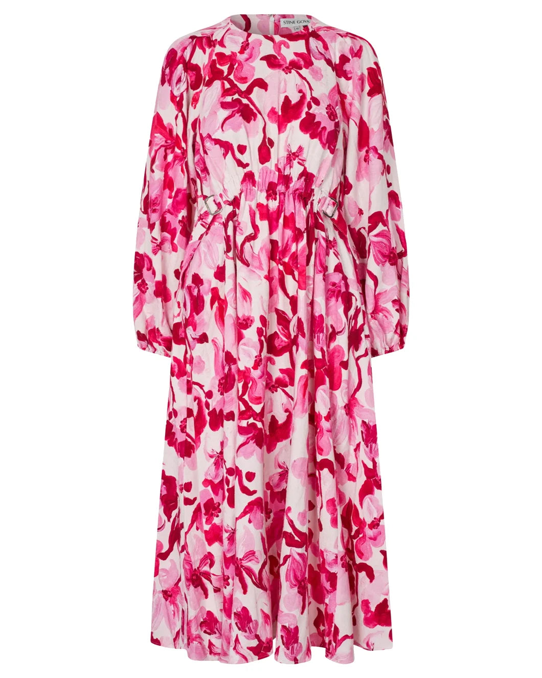 stine goya double buckle raglan midi dress brushstroke magnolia front