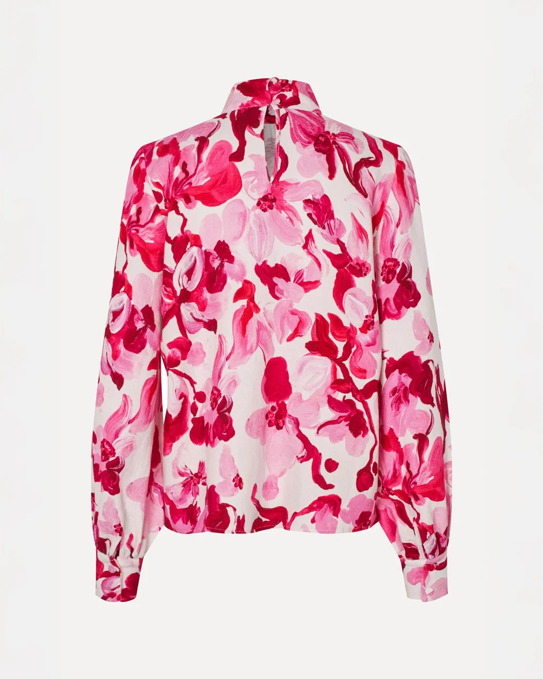 stine goya gathered high neck long sleeve top magnolia pink back