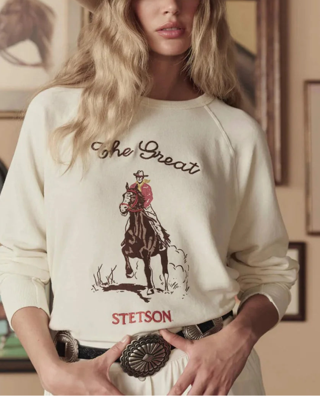 THE GREAT Stetson Graphic washed white on figure front 2