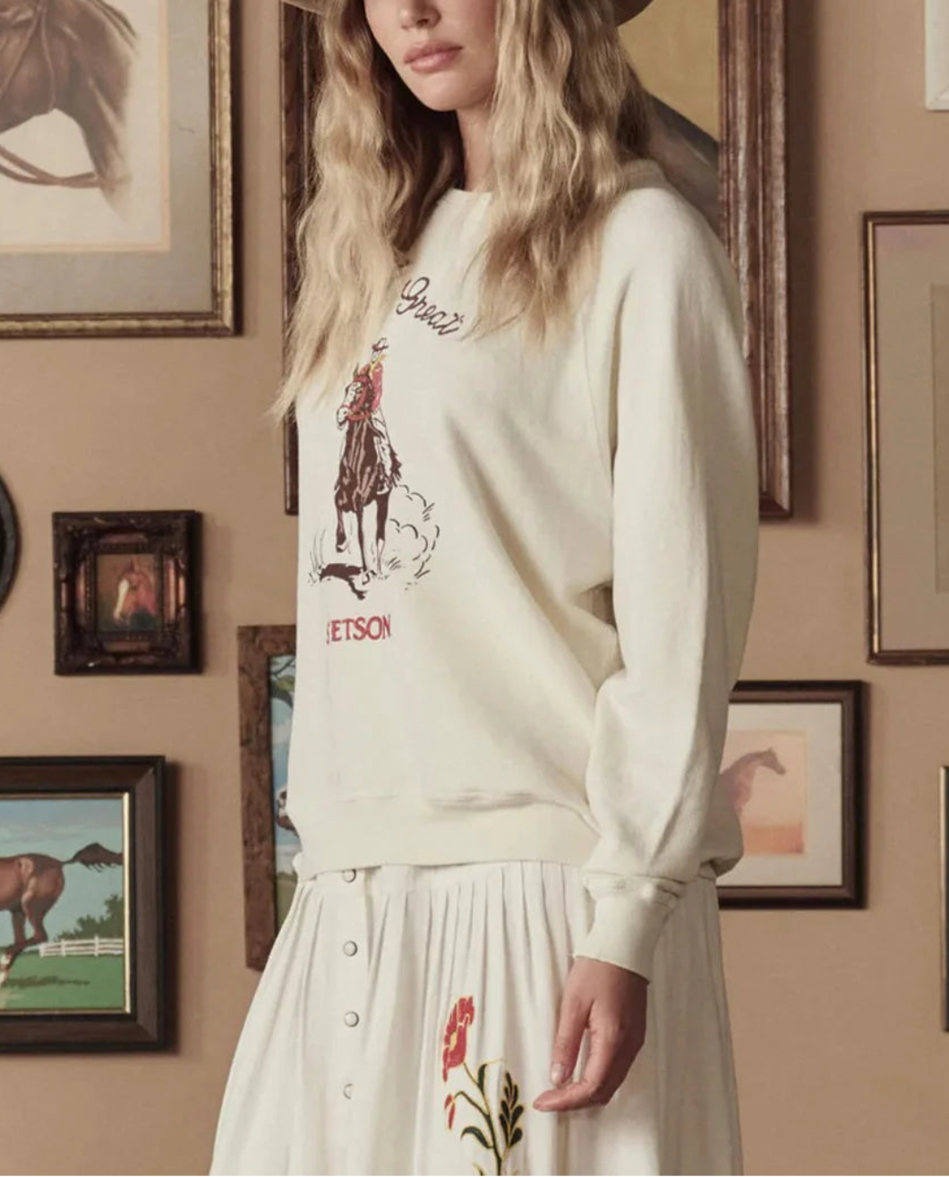 THE GREAT Stetson Graphic washed white on figure front 1