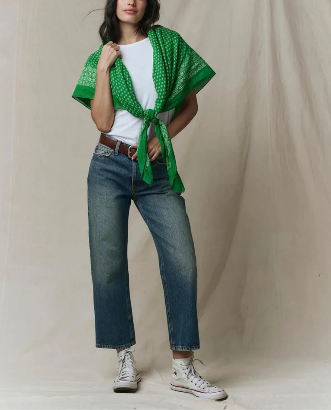 THE GREAT The Big Bandana Bright Sprig on figure front