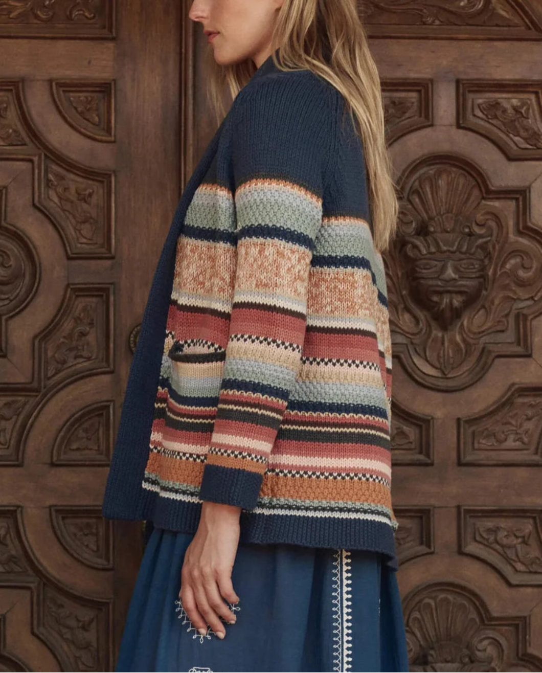 THE GREAT The Mountain Lodge Cardigan on figure side