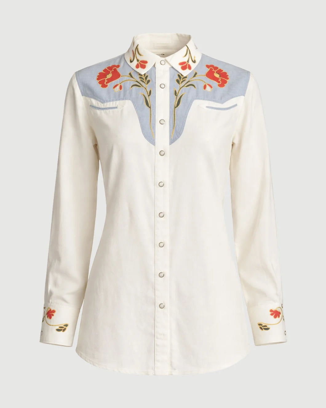 THE GREAT Western Shirt Cream With Chambray isolated