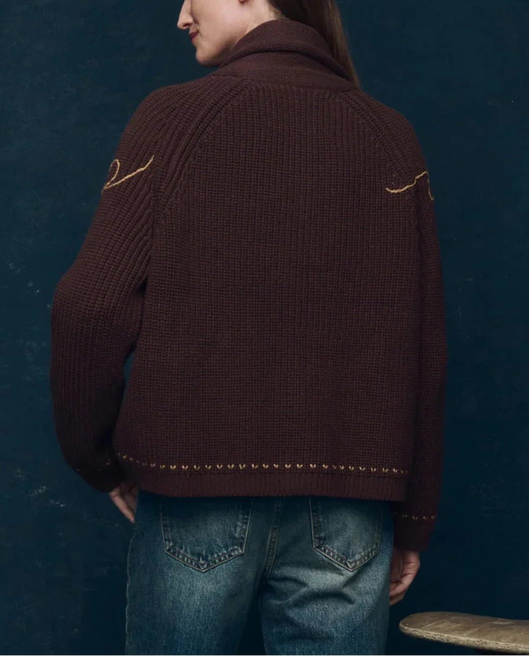 THE GREAT the lasso lodge cardigan brown on figure back