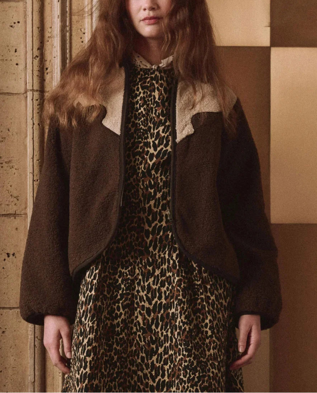 THE GREAT The Reversible Western Yoke Pasture Jacket on figure front