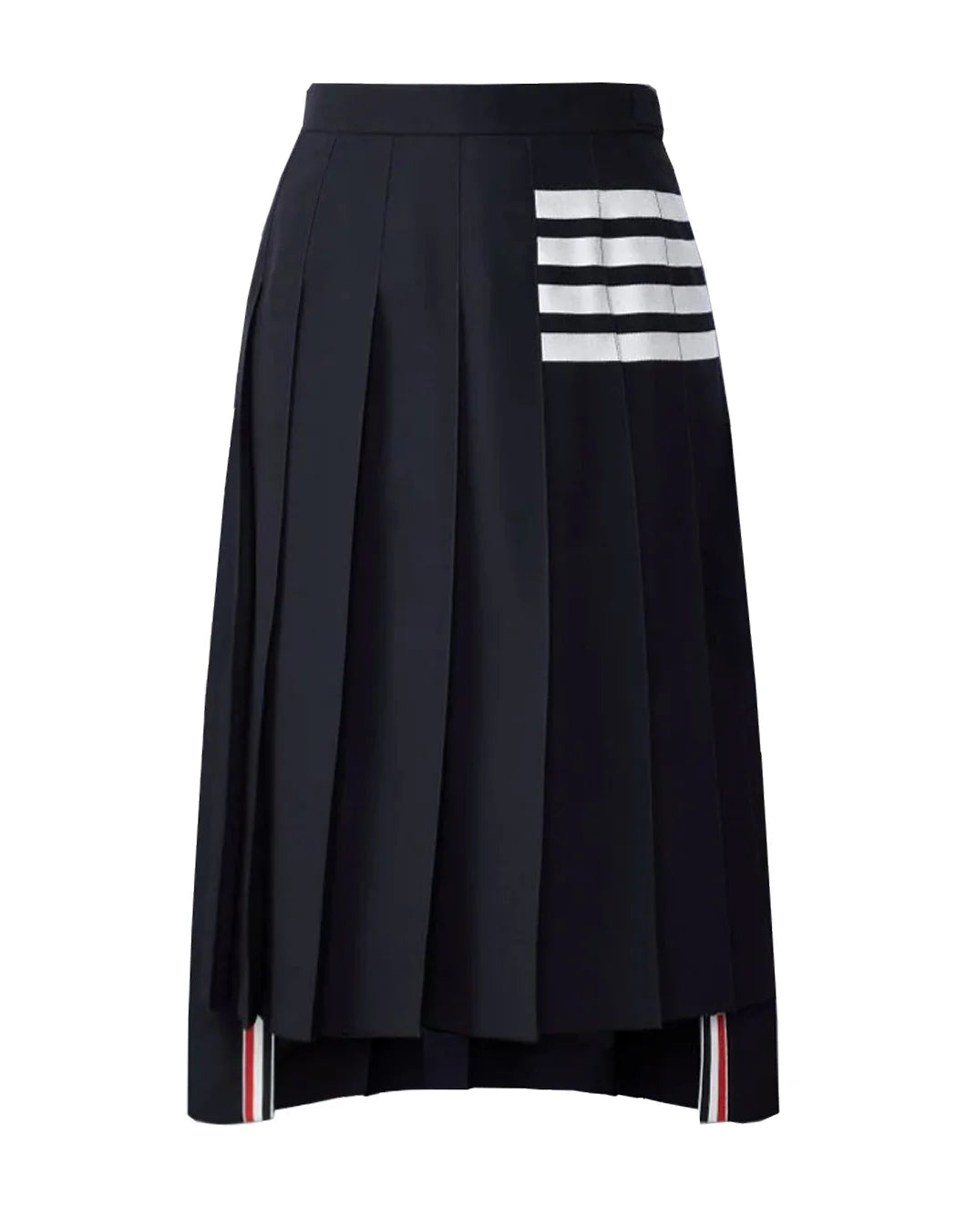 Thom Browne Below Knee Dropped Back Pleated Skirt | SHOWROOM