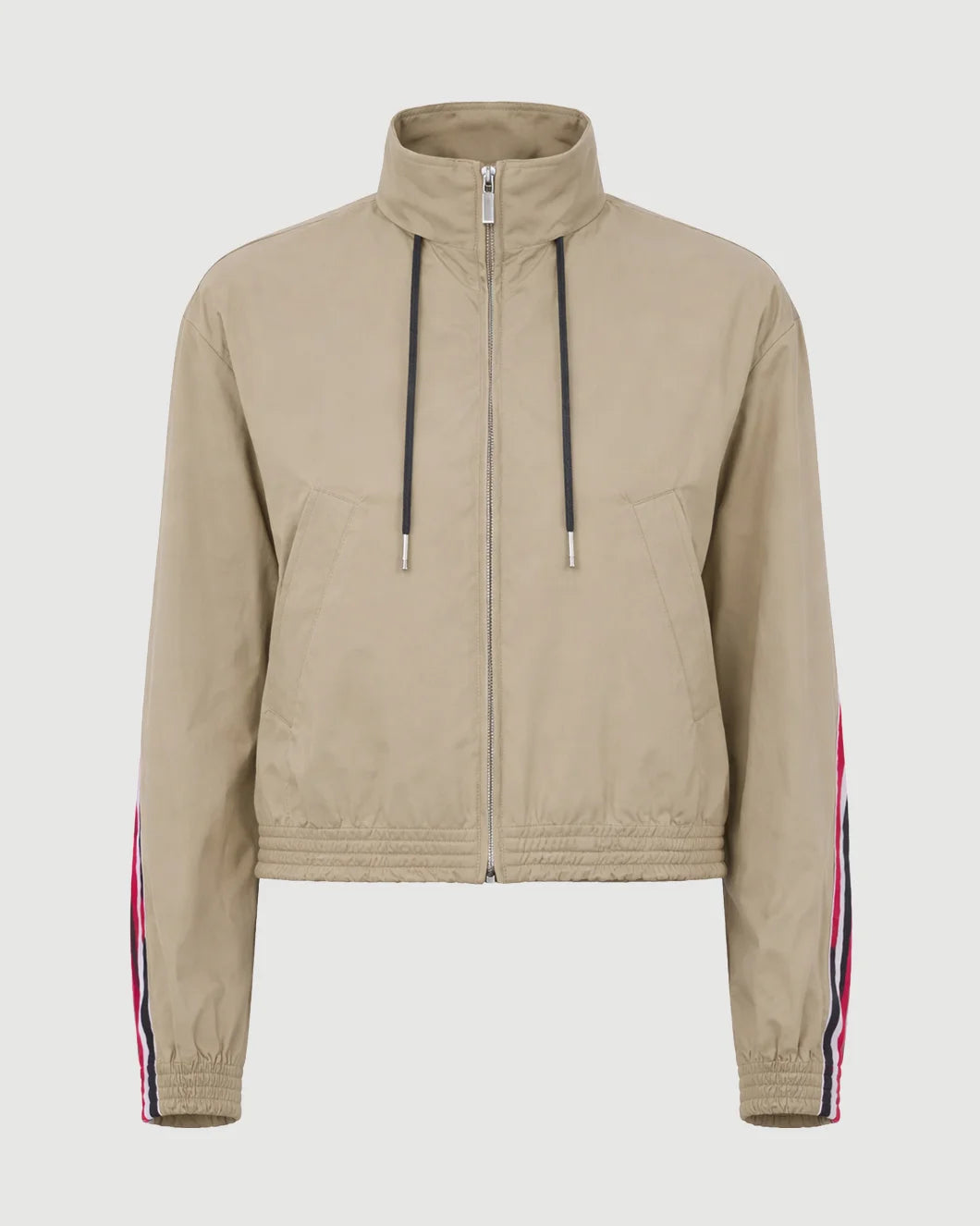 THOM BROWNE Nylon Cotton Track Jacket beige isolated