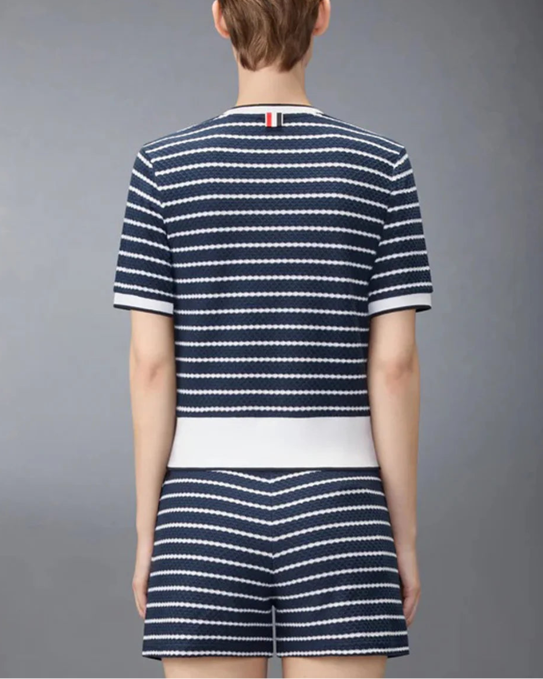 THOM BROWNE Rib short sleeve tee honey comb on figure