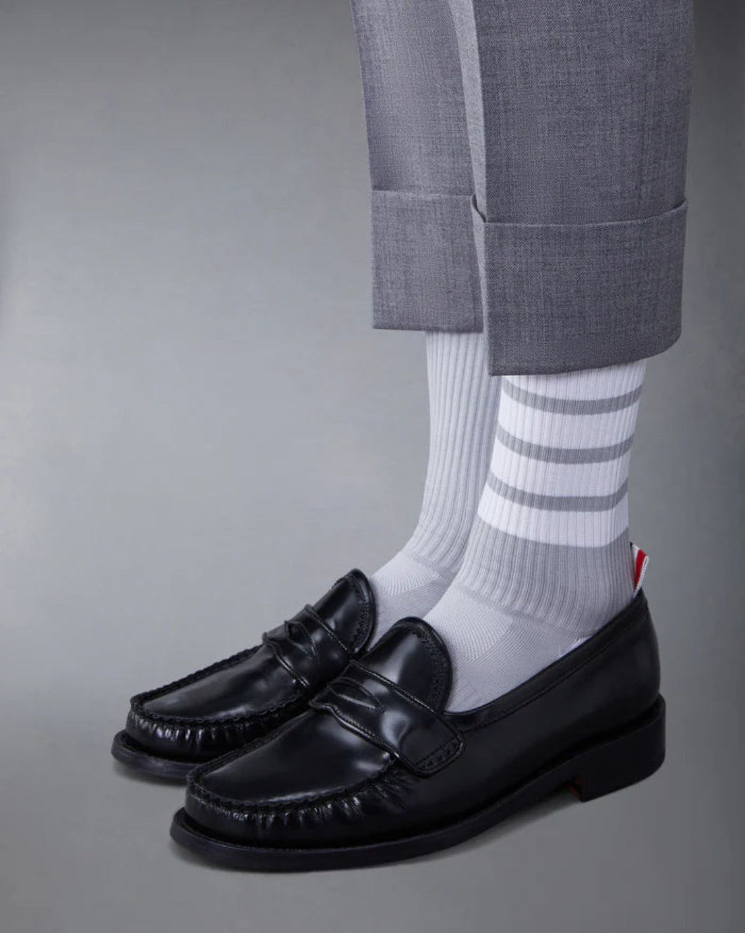 THOM BROWNE Spazzolato Pleated Varsity Loafer Black On-Fig Side