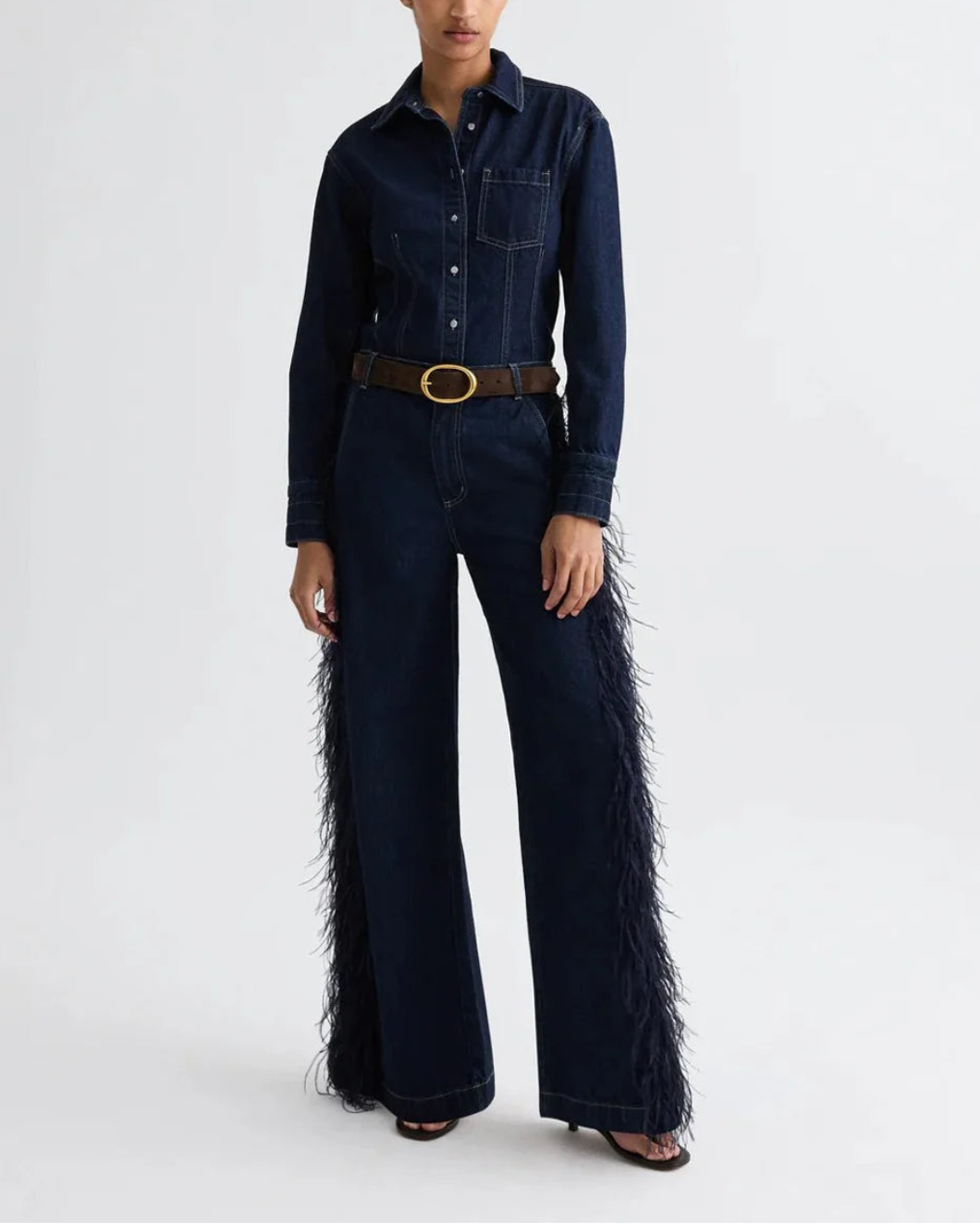 TWP mott st jean feathers dark wash on figure front