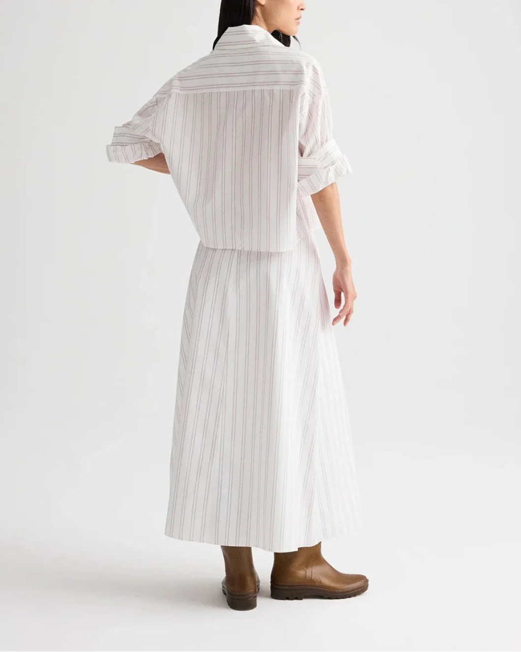 TWP the aline skirt white wine on figure back