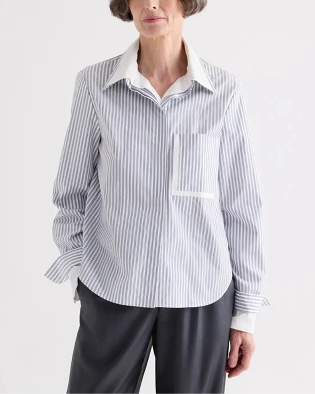 TWP Double Layer Boyfriend Shirt on figure front 1