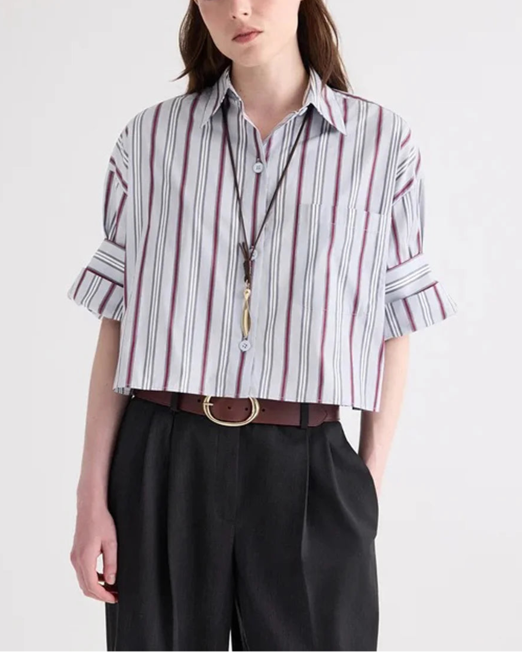 TWP Next Ex Shirt Light Grey Multi on figure front 1