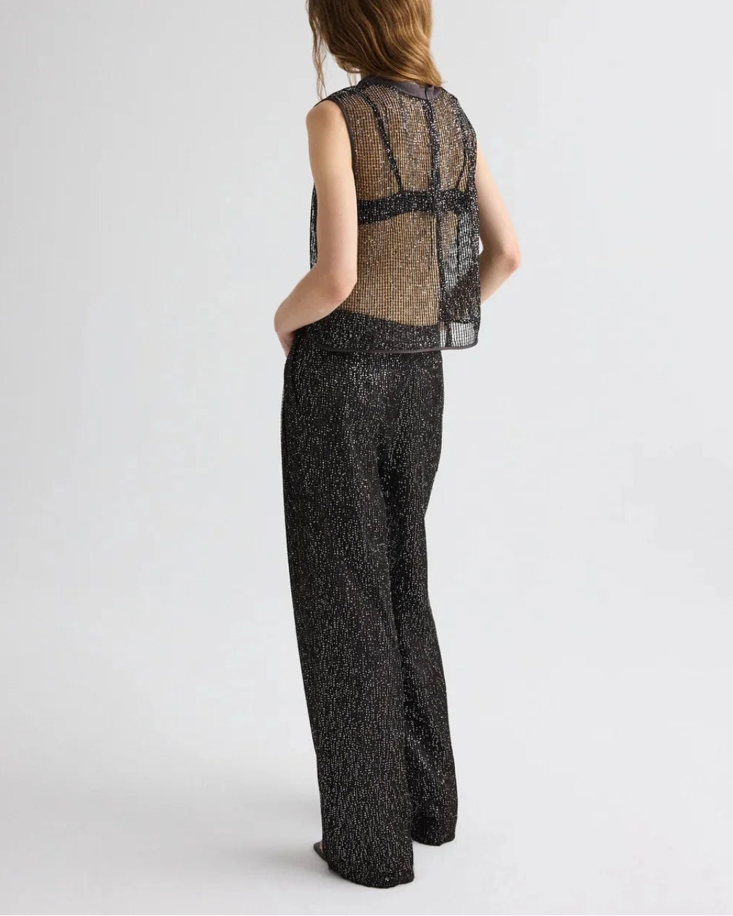 TWP short muscle tank sequin brown on figure back