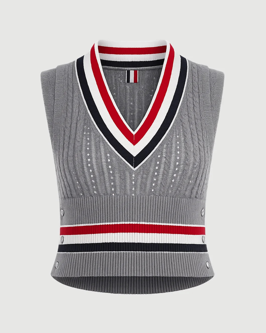 Thom Browne Baby Ladder Cable V-Neck Vest isolated