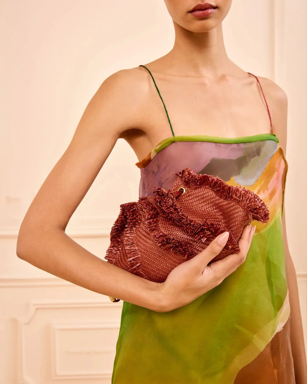 ULLA JOHNSON Charlotte Shoulder Bag Wenge on figure front