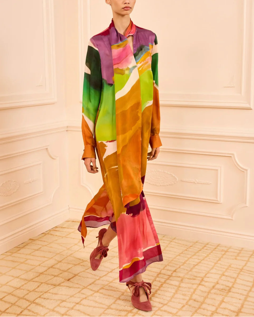 ULLA JOHNSON Critique Silk Dress Nature Abhors A Vacuum on figure front