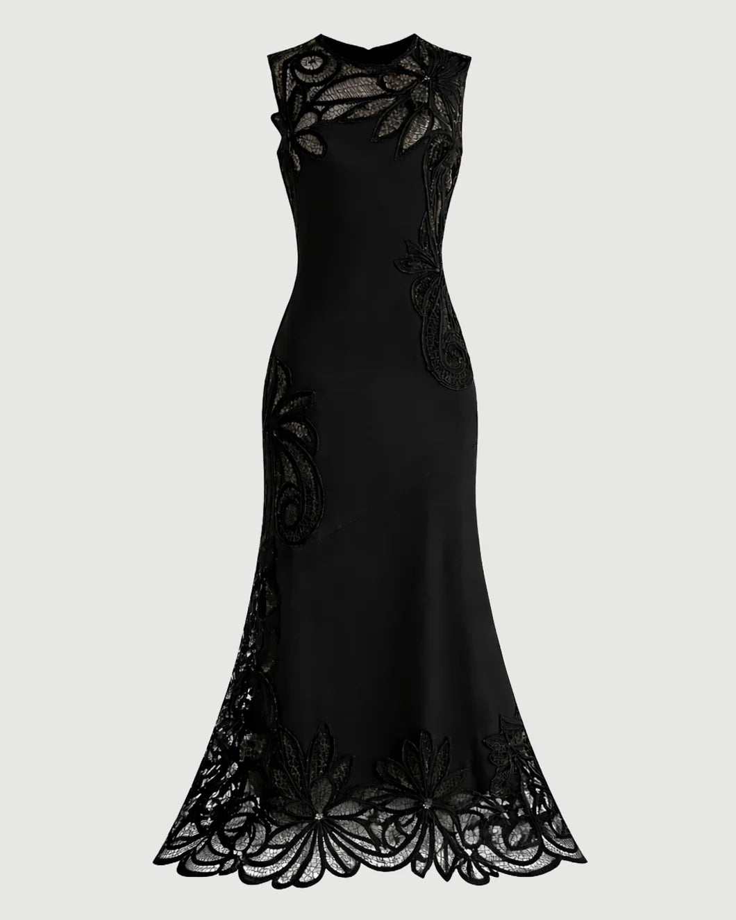 ULLA JOHNSON Idra Lace Applique Dress Noir isolated