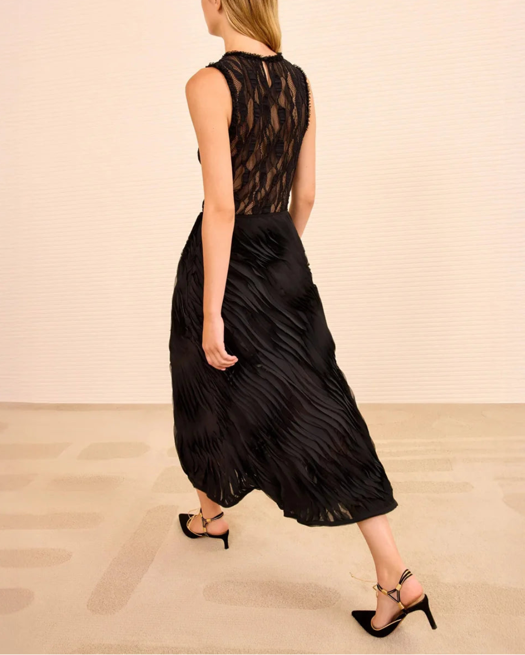 ULLA JOHNSON amiko midi skirt black on figure back