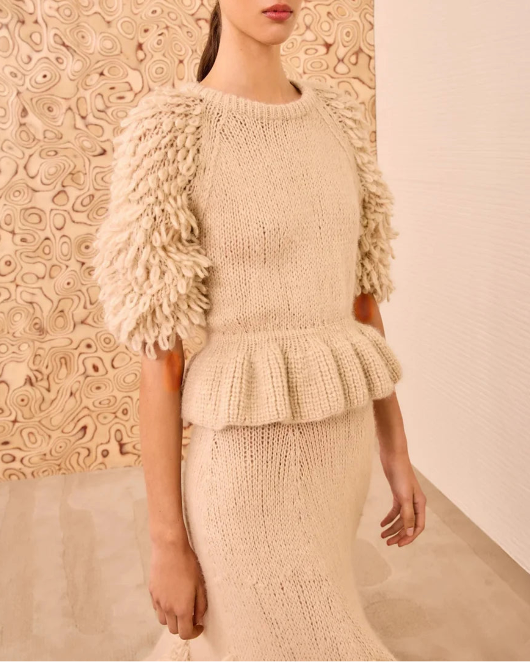 ULLA JOHNSON selene ss peplum top alabaster on figure side